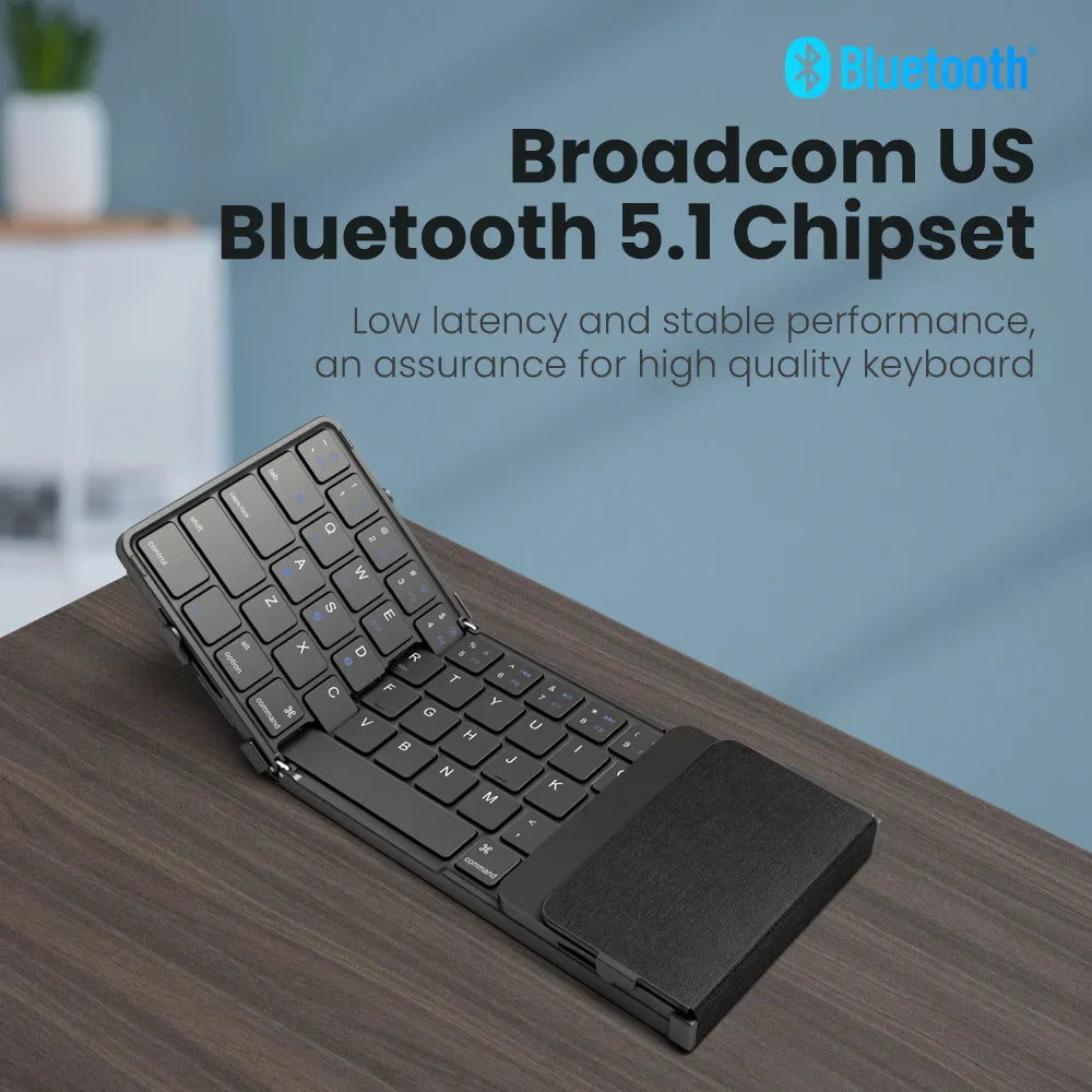 BOW Hebrew/Korea/Russia Wireless Folding Keyboard with Touchpad Rechargeable