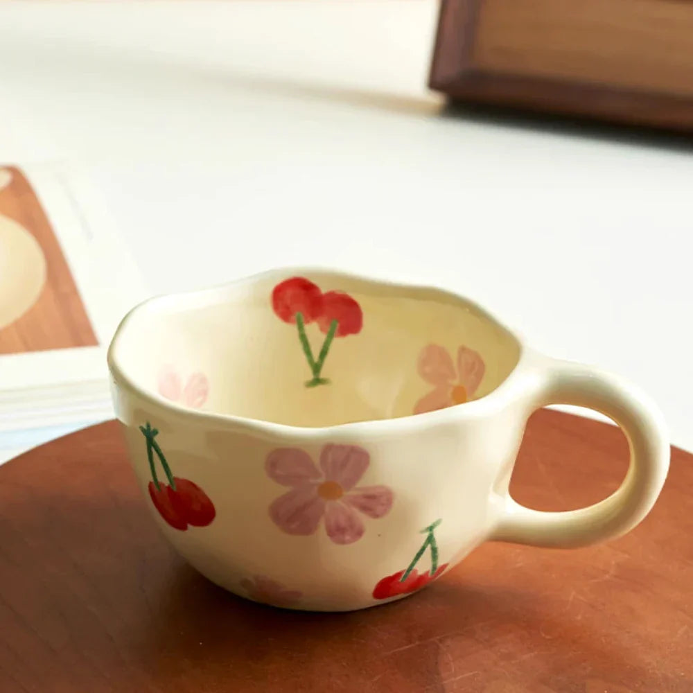 Ceramic Mugs Coffee Cups Hand Pinched Irregular Flower