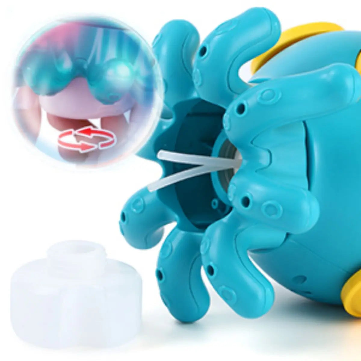 Cartoon Octopus Green Bubble Shakes His Head And
