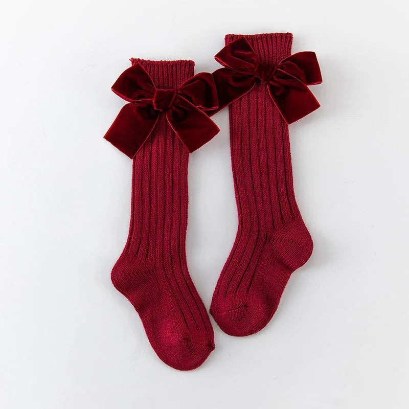 Baby Girls Knee High Socks Kids Cotton Big