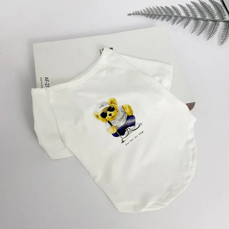 New Summer Dog Clothing Thin Breathable Handsome T-shirt