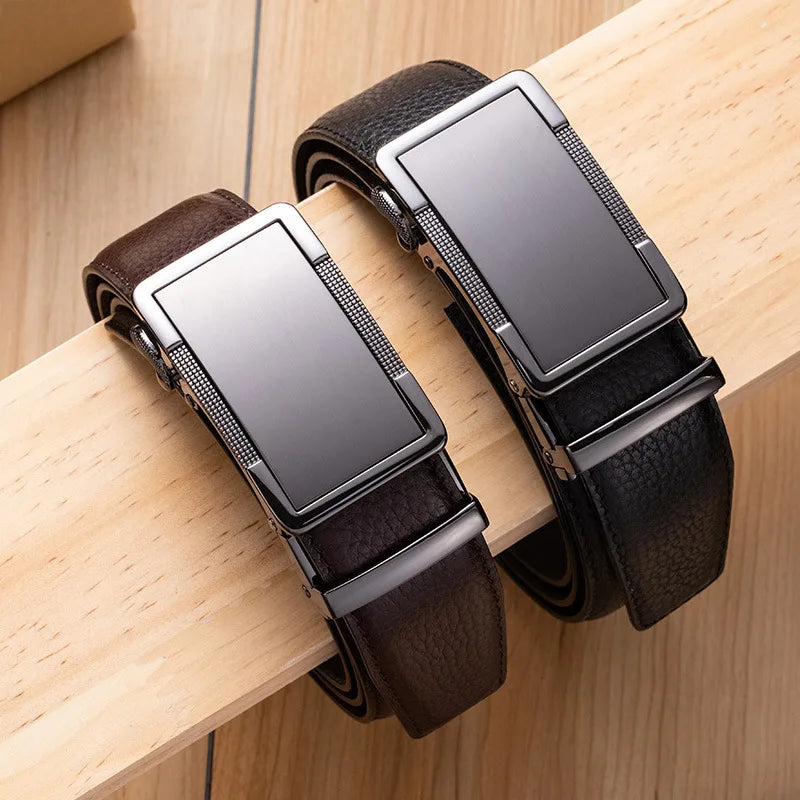 BISON DENIME Male Belts Automatic Alloy Buckle Business