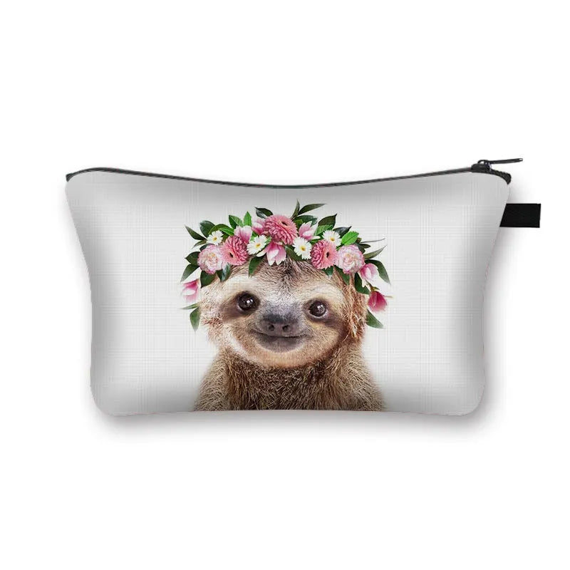 Animal Print Cosmetic Bag Women Makeup Bag Kawaii