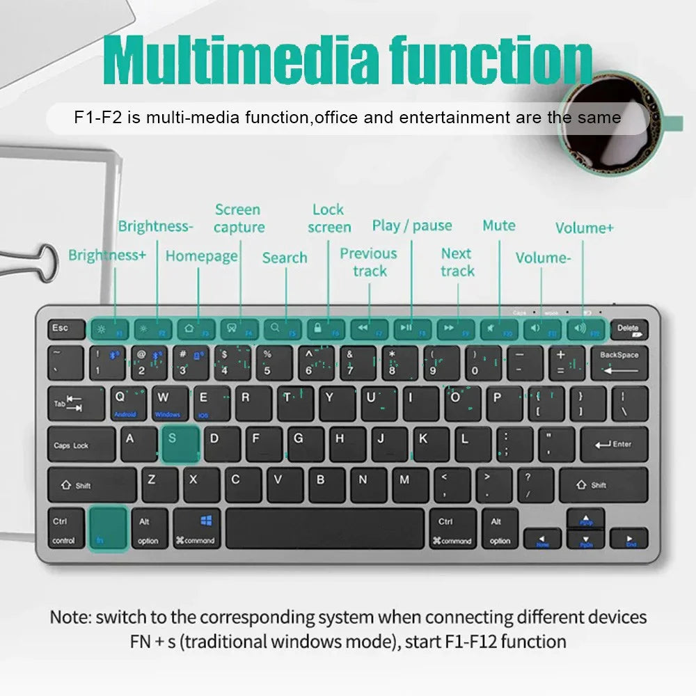 Wireless Keyboard Bluetooth 5.0&2.4G Mini Multimedia teclado bluetooth