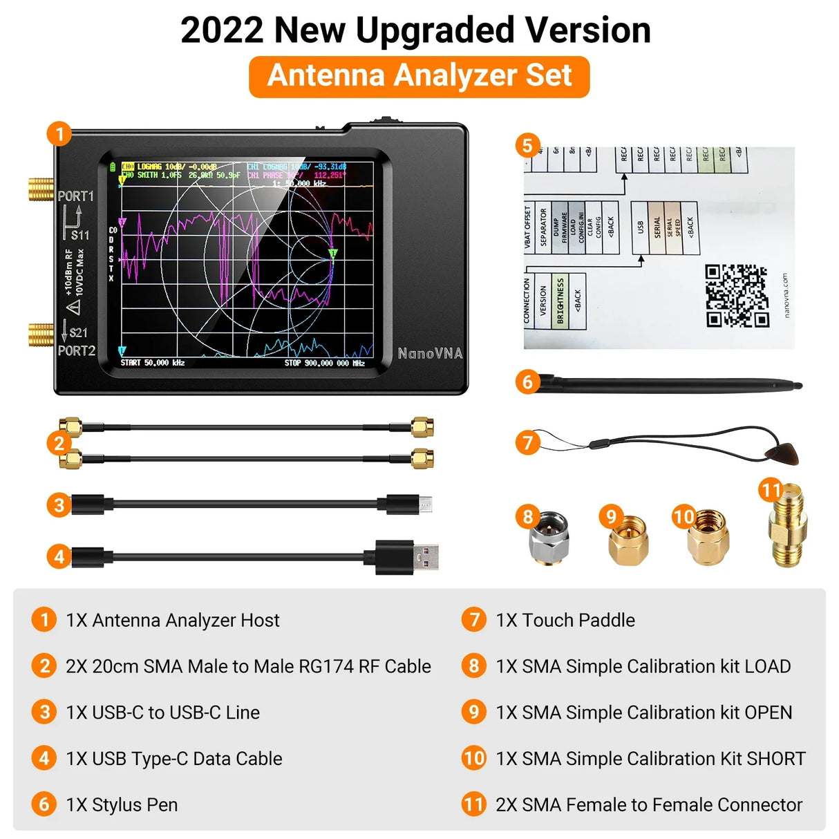 NanoVNA-H Vector Network Antenna Analyzer 10KHz-1.5GHz MF HF