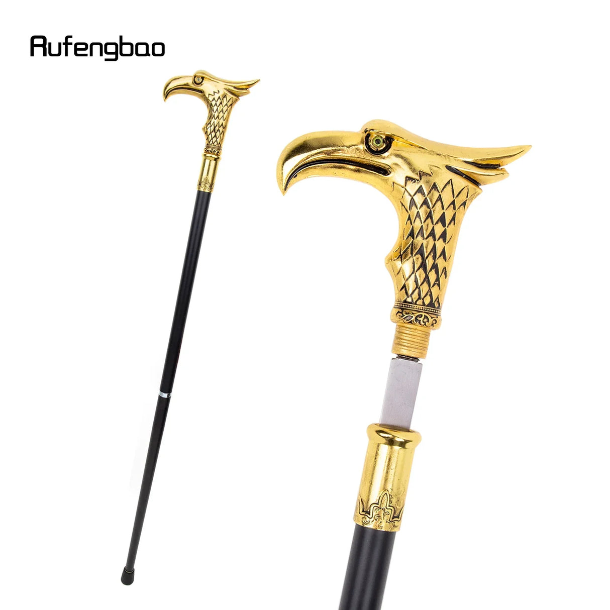 Golden Eagle Walking Stick with Hidden Plate Self