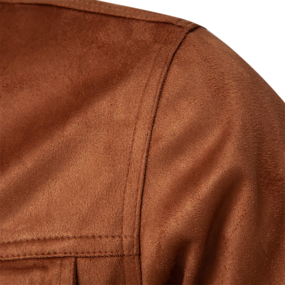 2023 New Autumn Winter Suede Leather Jacket Men