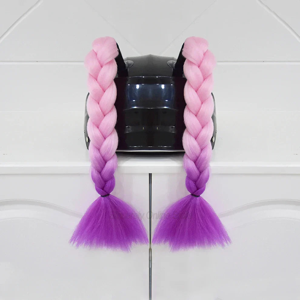 2Pcs Motorcycle Helmet Wig Braids Decoration