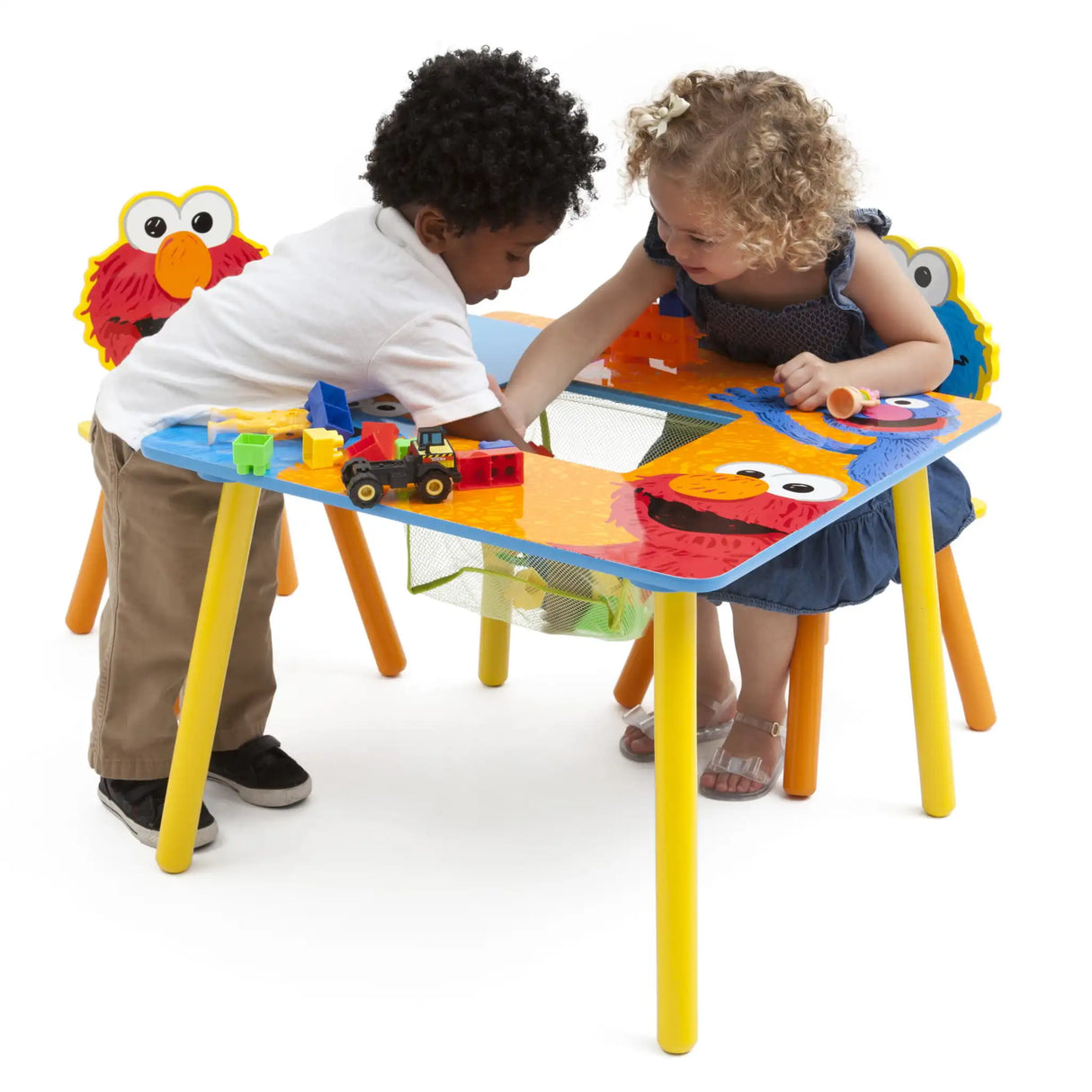 Street Wood Kids Storage Table and Chairs Set