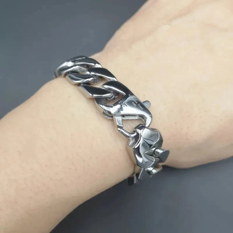 Fashion Real Titanium Steel Men Bracelets Punk Bangle