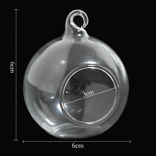 6/8cm Glass Candle Holder Hanging Tealight Globes Terrarium