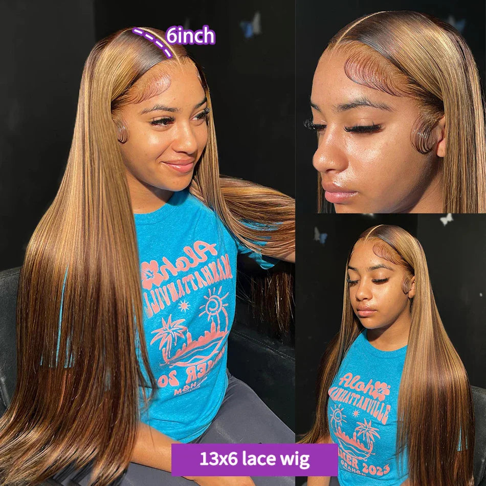 Hairinside 250% Straight Highlight Wigs Human Hair 13x6