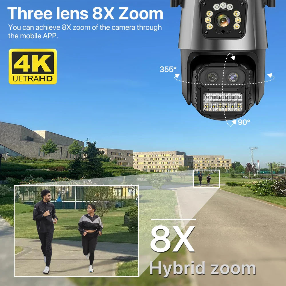 9MP Three Lens WIFI IP Camera 4K HD