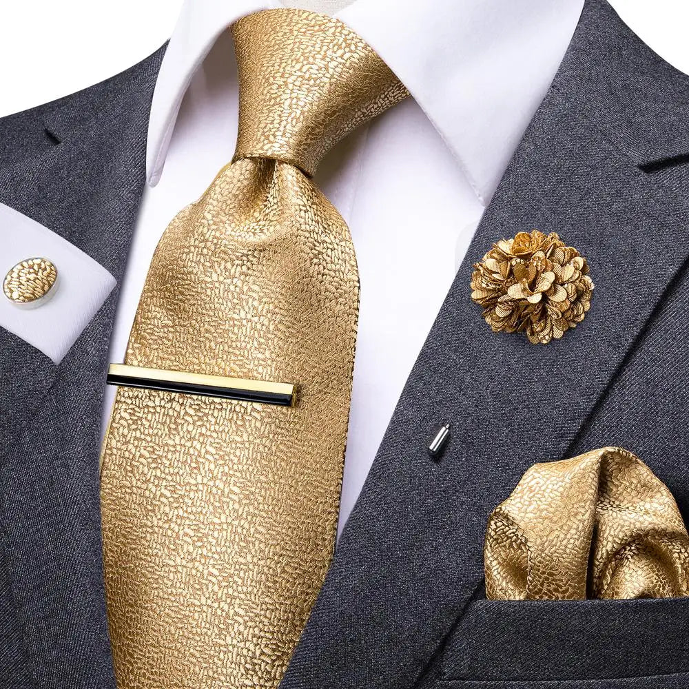HiTie Yellow Blue Solid Business Tie For Men