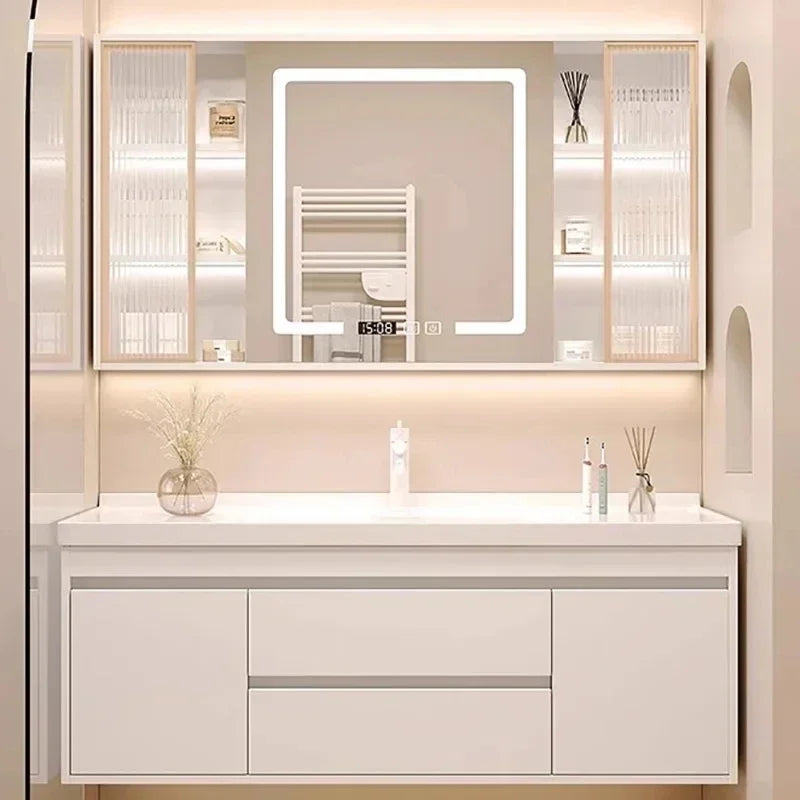 Washbasin Mirror Drawer Wall White Bathroom Cabinets Vanity