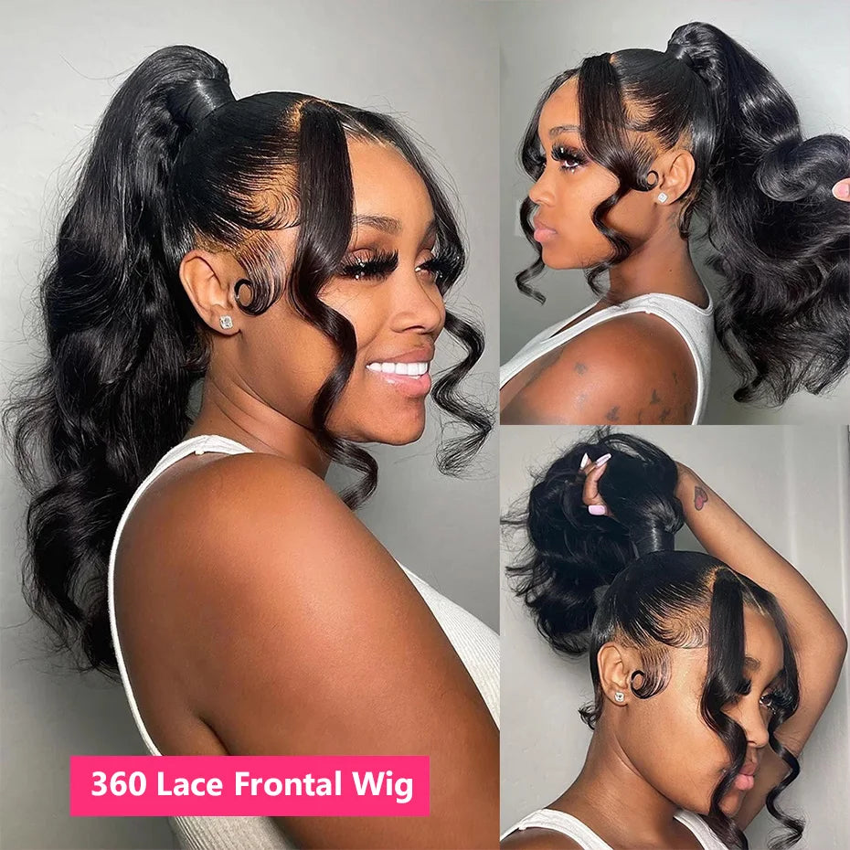 Body Wave 360 Lace Frontal Wig Ponytail Transparent