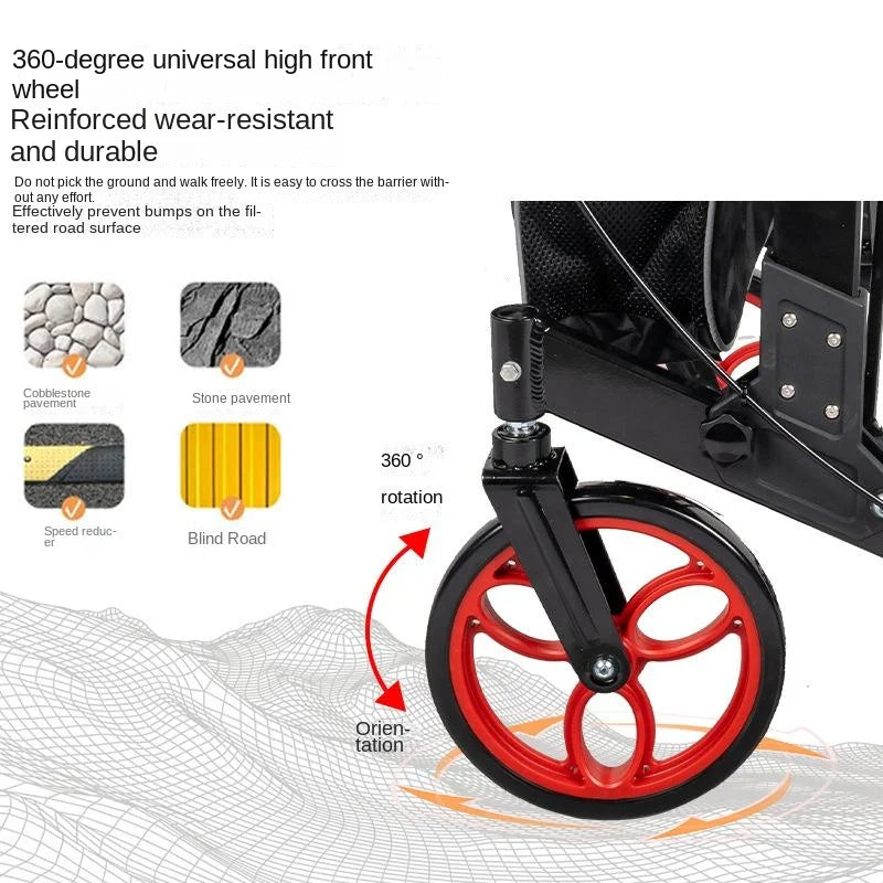 Elderly Trolley Walker with Four-Wheel Mobility Aids Aluminum