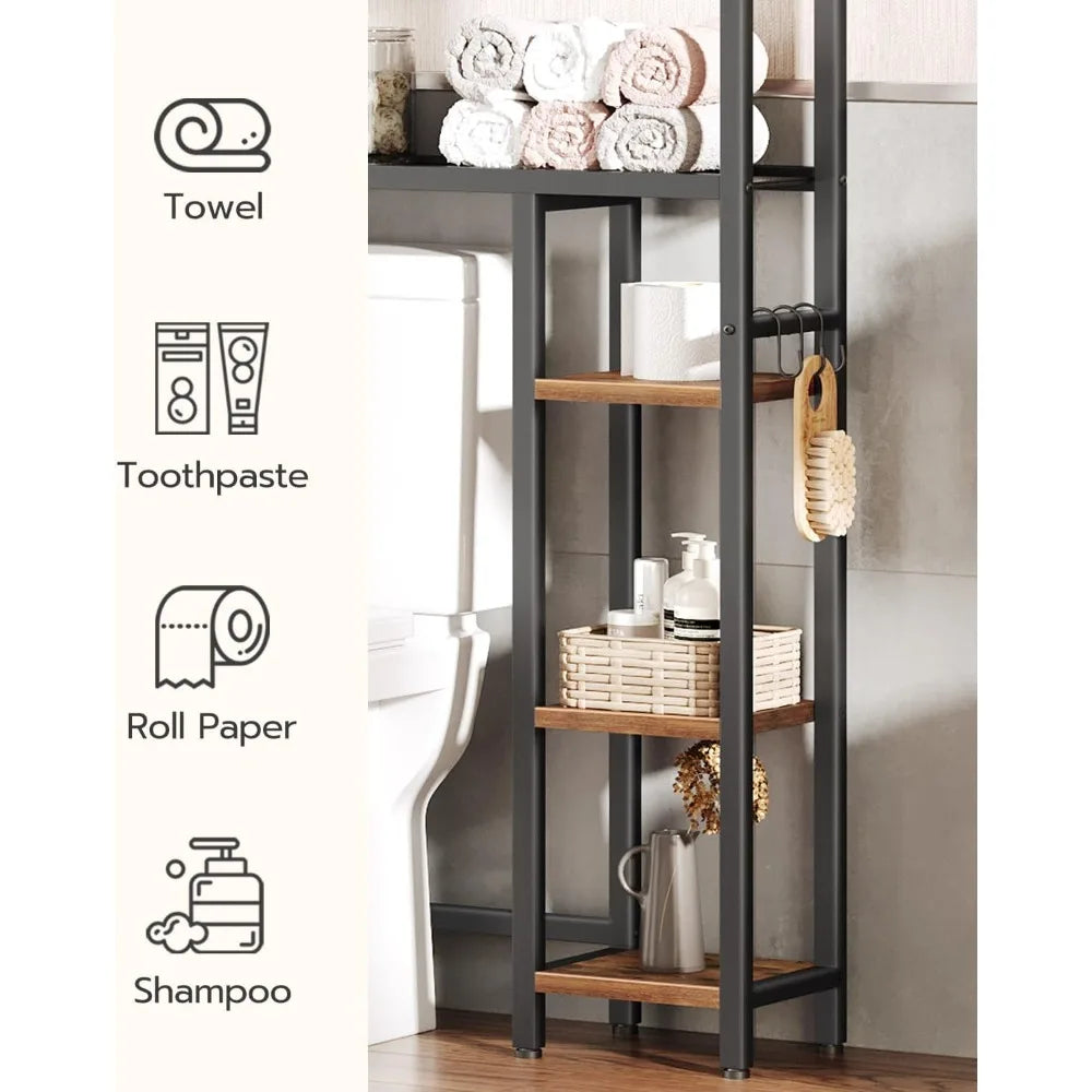 Over The Toilet Storage, 5-Tier Industrial Bathroom Organizer,