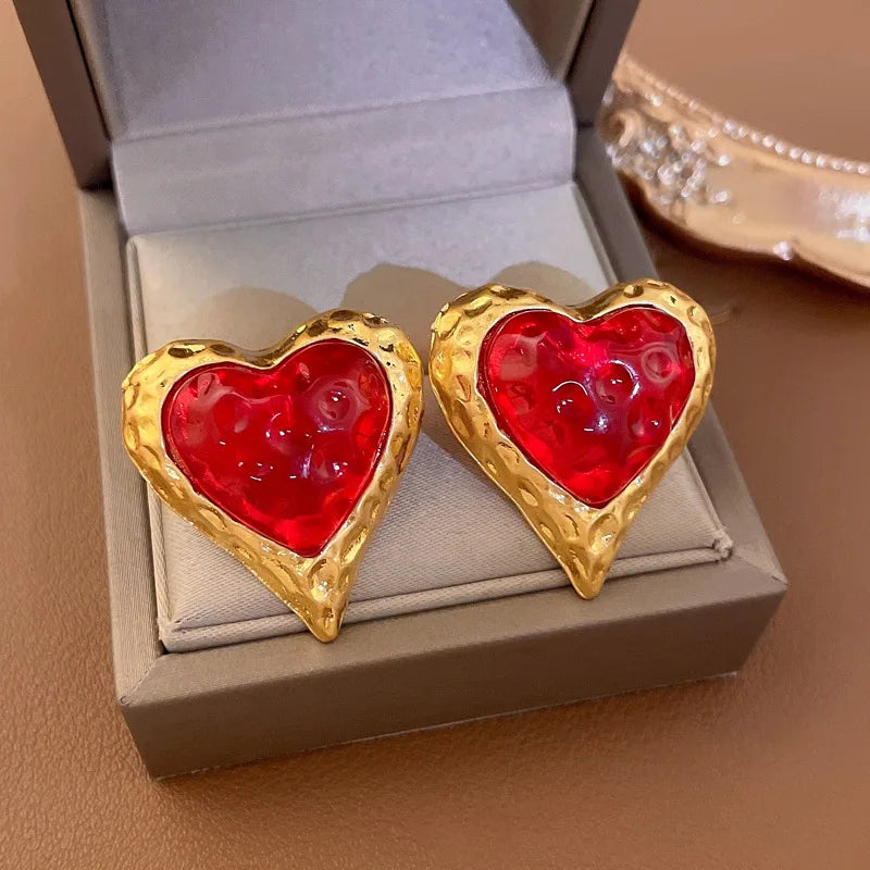 Water Drop Circle Earings Temperament Retro Heart Round