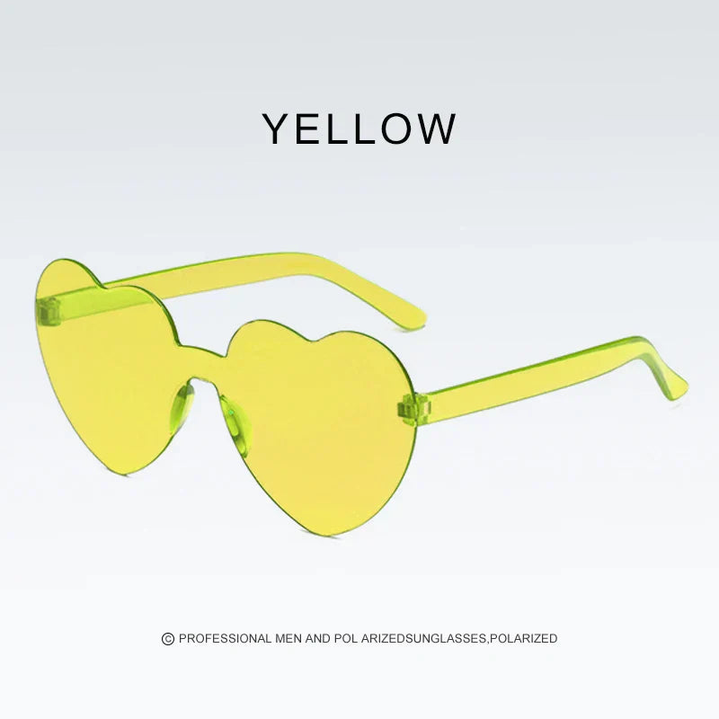 New Color Sunglasses Love Heart Lens Sun Glasses for Women Girl’s Fashion Shades Eyewear Trendy Transparent Candy Sunglasses