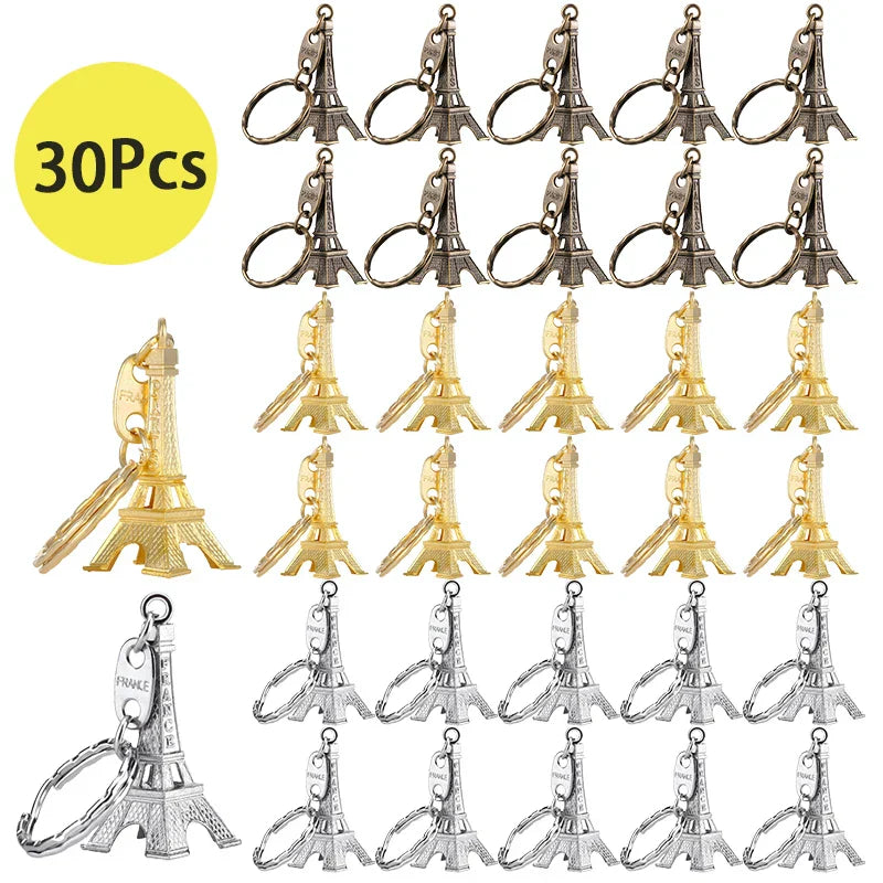 30Pcs Parisian Party Gifts Eiffel Tower keychain French