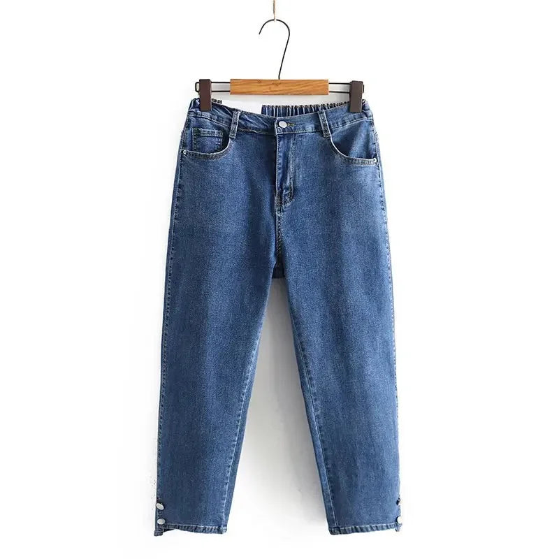 Plus Size Boyfriend Black Drainpipe Jeans For Women