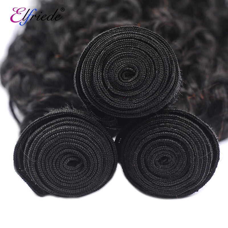Elfriede Natural Black Water Wave Bundles with Frontal