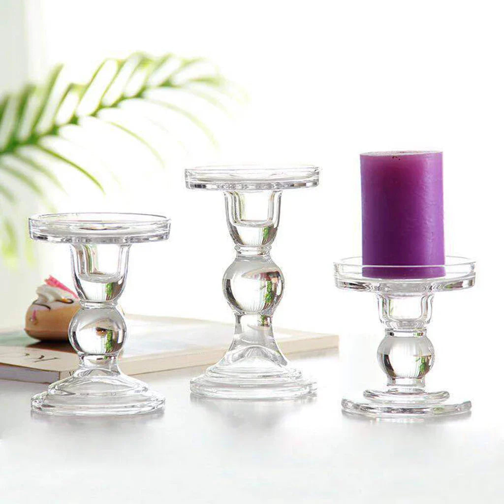 Transparent Glass Candle Holders Candlesticks for Home Office