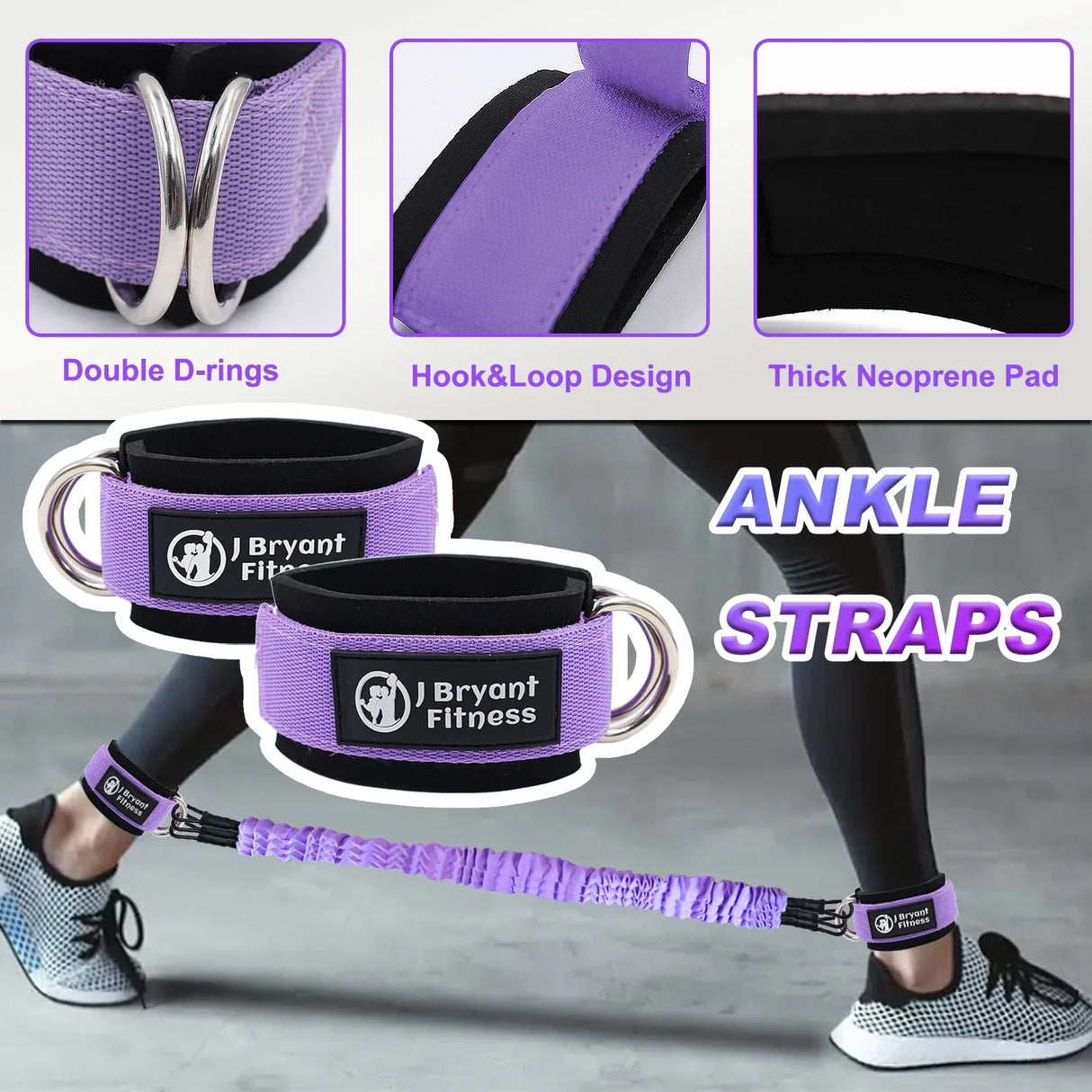 Ankle Resistance Bands with Cuffs Set 60LB 3
