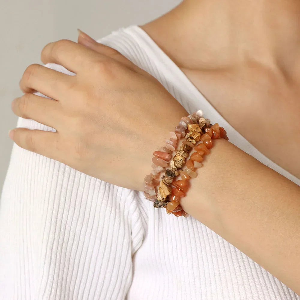 Irregular Chips Natural Stone Bracelet Aquamarine Beads Crystal