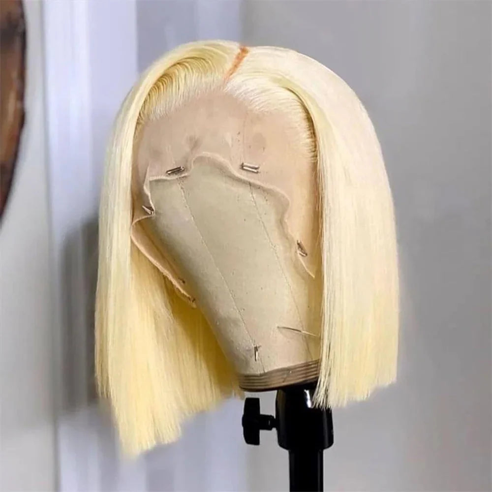 Blonde Bob Wigs Straight Short Human Hair 613