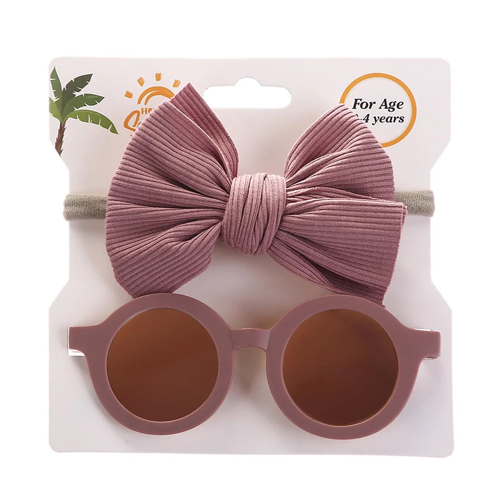 2Pcs/Set Baby Round Sunglasses Children Vintage Sun glasses