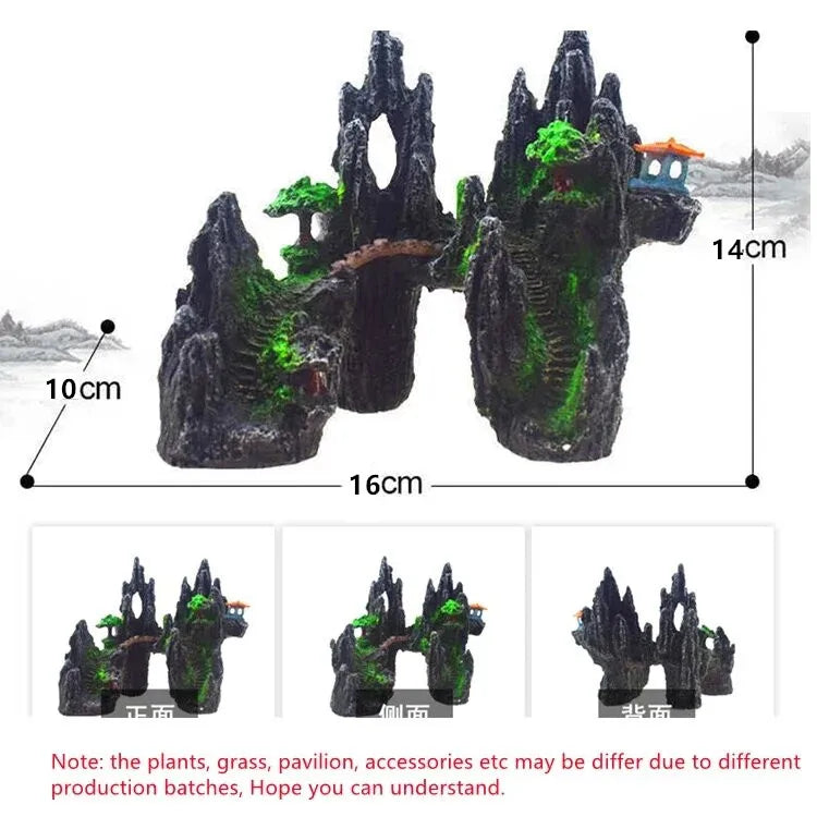 Large Resin Aquarium Fish Tank Mountain View Oranment