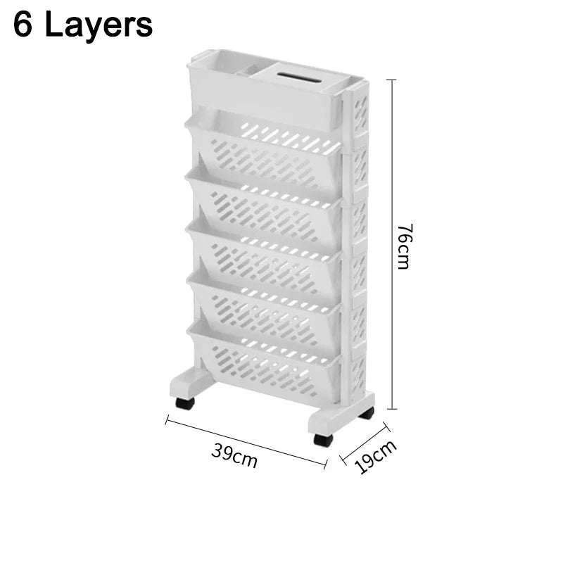 Floor Mounted Movable Bookshelf Table Side Bookcase 5