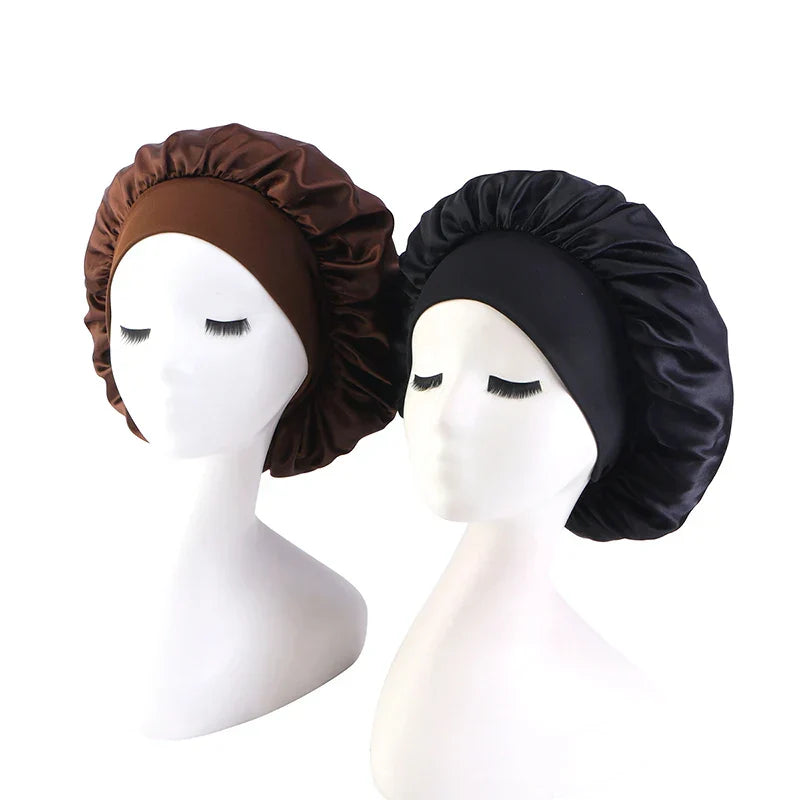 New 2 Pieces Silky Sleep Cap Women's Satin