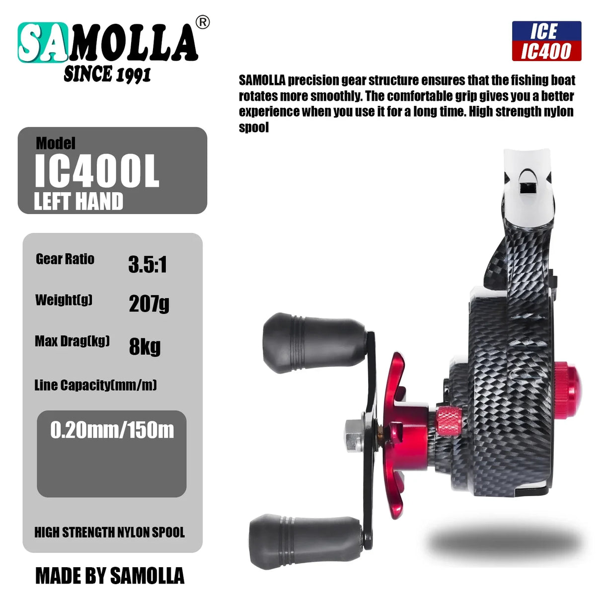 SAMOLLA New Ice Fishing Reels Winter Coil High-foot