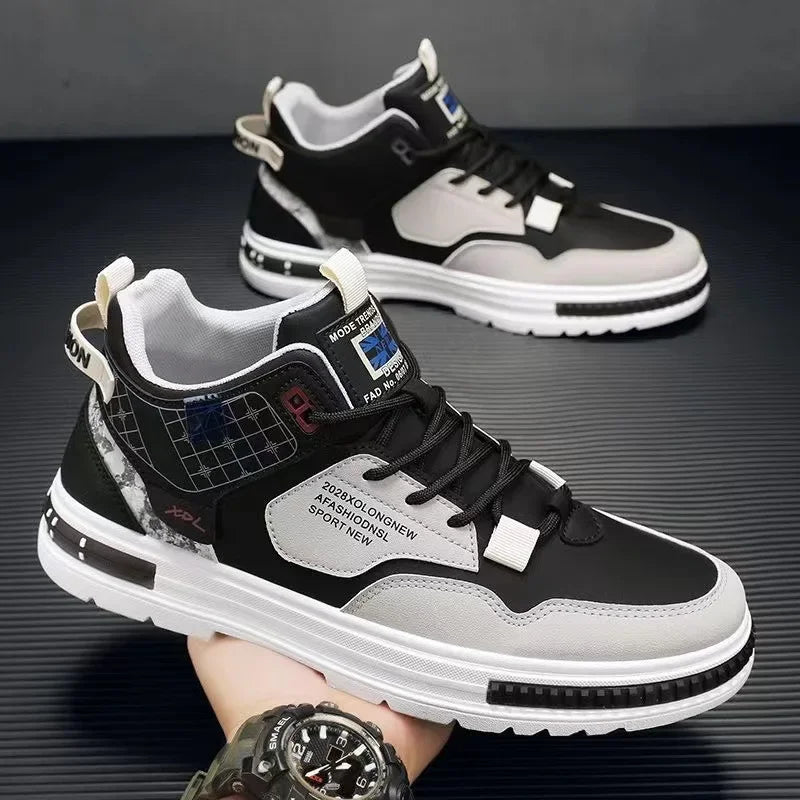 Men's Platform Shoes Laceup Mens Vulcanized Shoes Comfortable