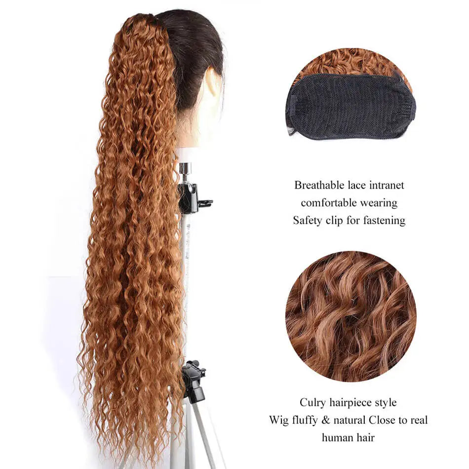 Long Curly Ponytail 80CM Synthetic Drawstring Ponytail Extensions