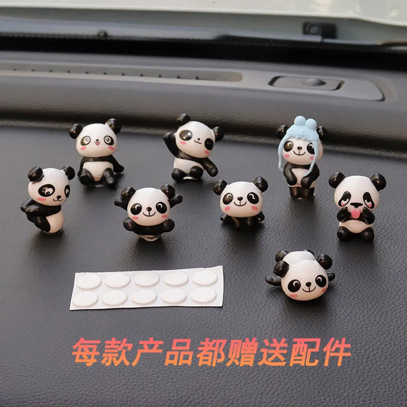 8Pcs/set Cute Panda Car Accessories Interior Funny Toys