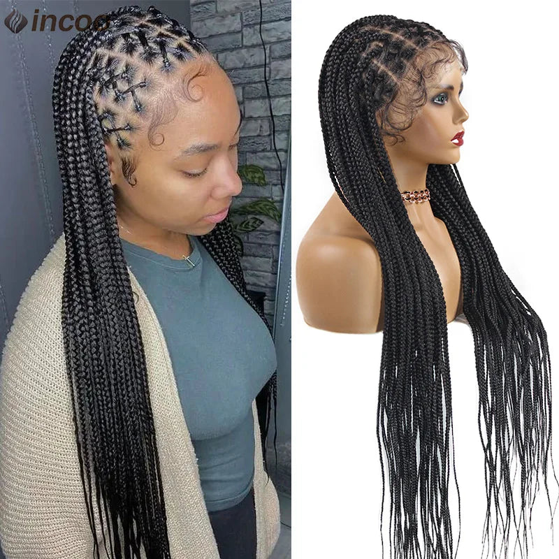 36" Lace Front Knotless Box Braided Wig for Black Women