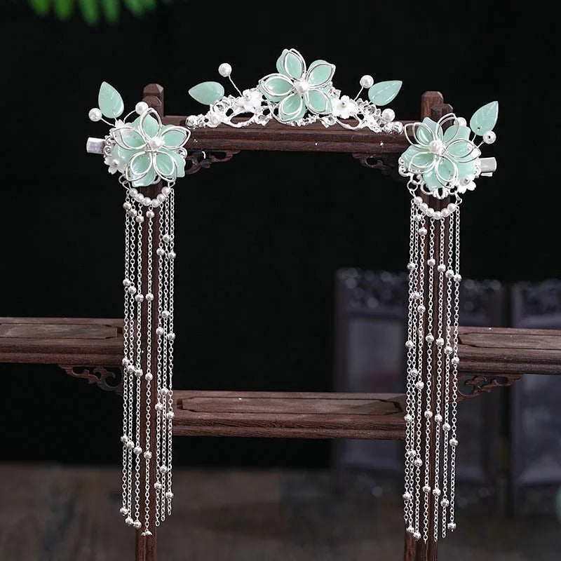 Chinese Hanfu Hair Accessories Set Long Fringed Vintage