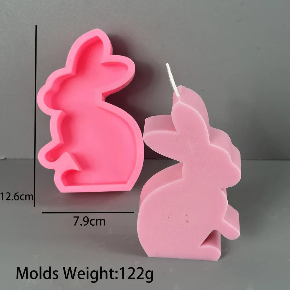 Cute Squatting Rabbit Silicone Mold 3D Animal Candle