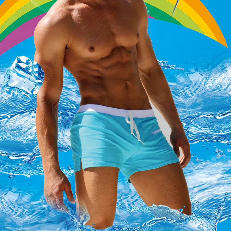 Mens Swim Shorts Swim Trunks Drawstring Mesh Lining