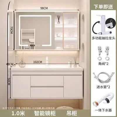 Washbasin Mirror Drawer Wall White Bathroom Cabinets Vanity