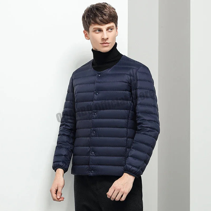 Men's Liner Duck Down Jacket O-neck Variable V-neck