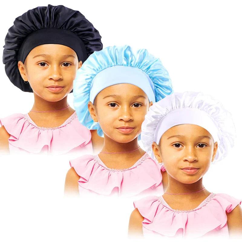 3PCS/LOT Children Elastic Sleepcap Kids Simple Solid Color