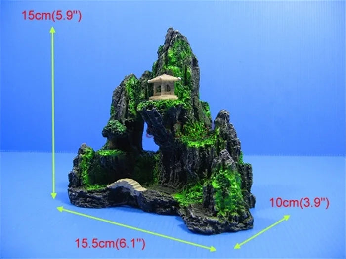 Large Resin Aquarium Fish Tank Mountain View Oranment