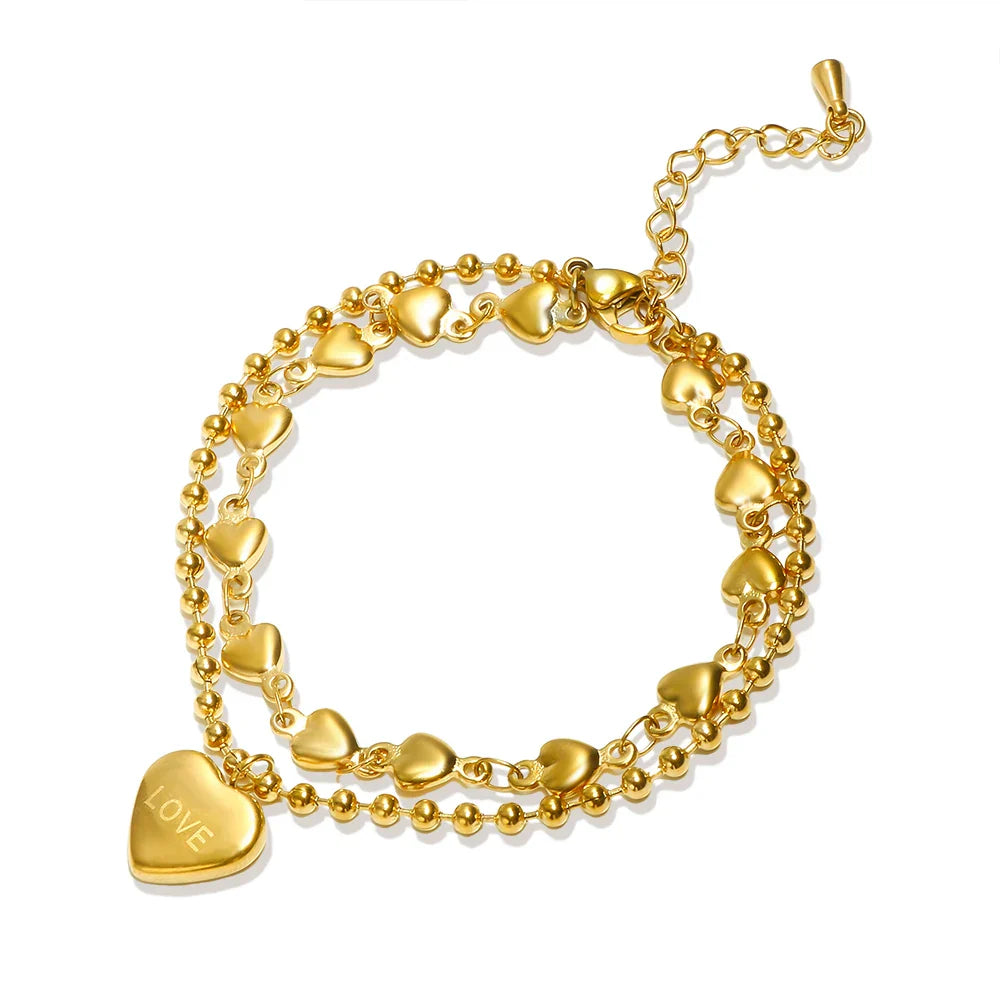 JOVO LOVE 316L Stainless Steel Double Heart Charm