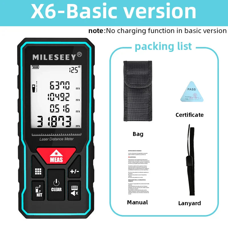 MILESEEY X6 Laser tape measure 40M 60M 80M