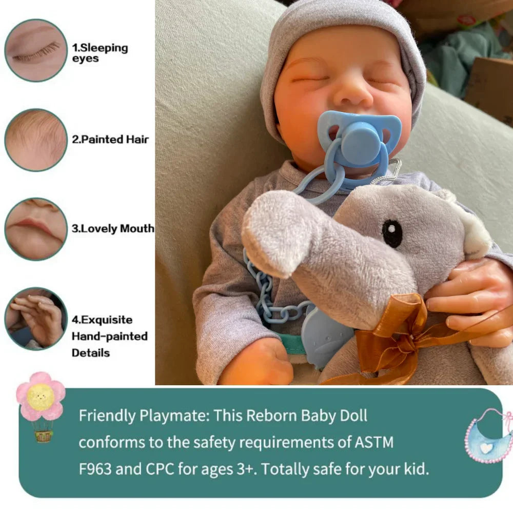 46CM Reborn Baby Doll Levi Mixed Silicone Vinyl